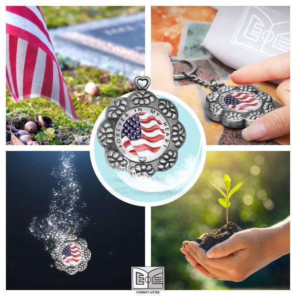 Military urns for human ashes - Cremation urn locket with personal goodbye message via Eternity Letter