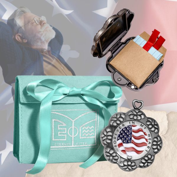 Rest in peace gifts dad - American flag letter locket with final goodbye letter